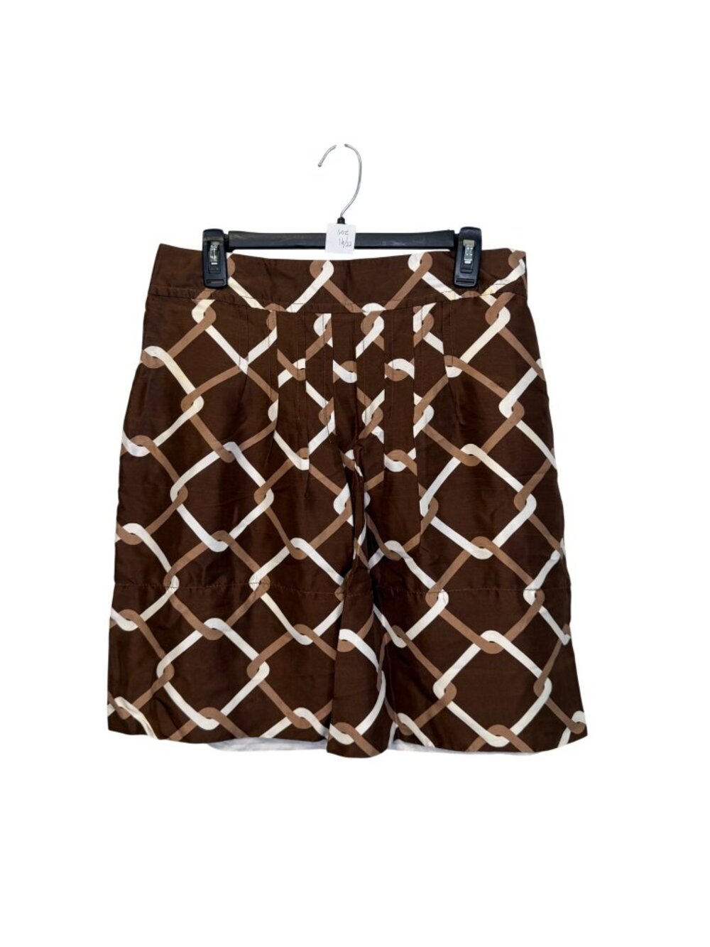 NWT Banana Republic 100% Silk Horsebit Print Bermuda Shorts Womens Size 10 Brown